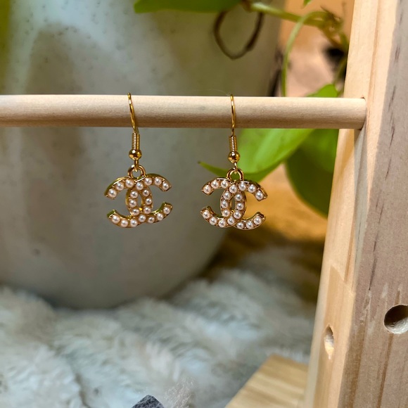 CHANEL Jewelry - Beautiful Chanel upcycled earrings on gold plated hooks